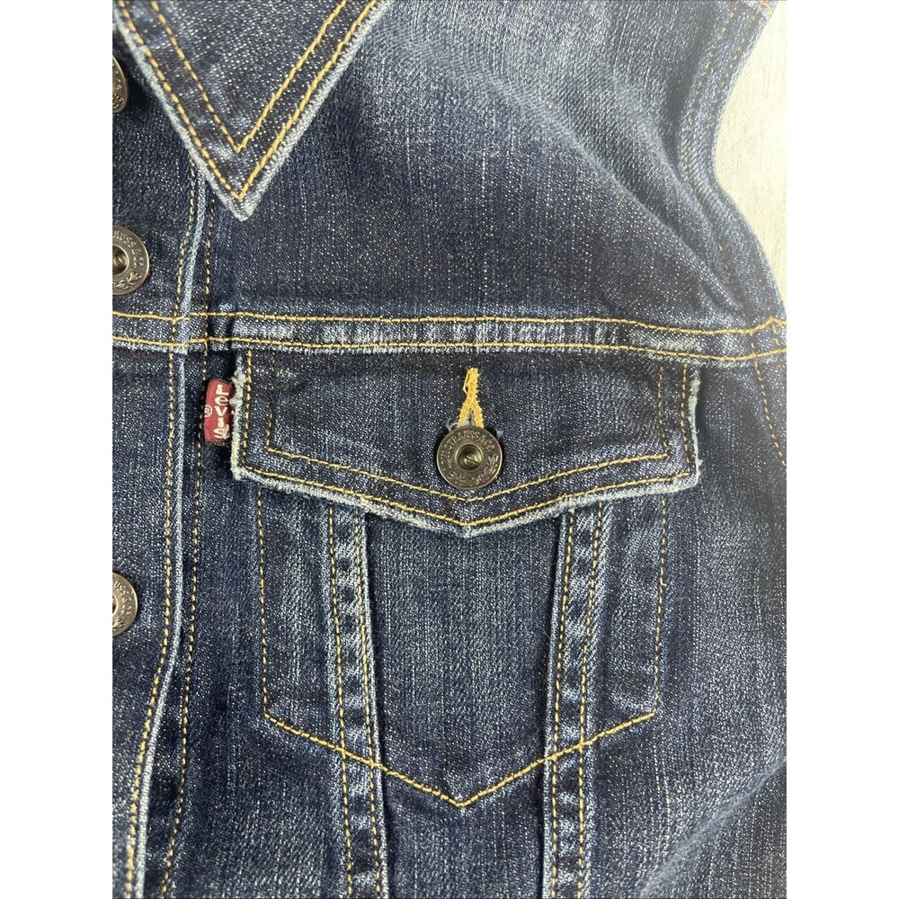 Levi’s Denim Vest Blue Sleeveless Classic Trucker Casual Womens Medium - Picture 8 of 11